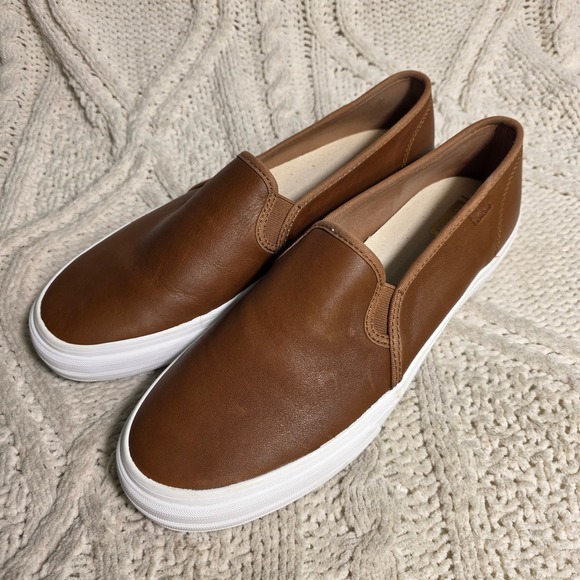 Keds Shoes - Keds Double Decker Slip On Brown Leather Sneakers Women 10 Excellent WH63968